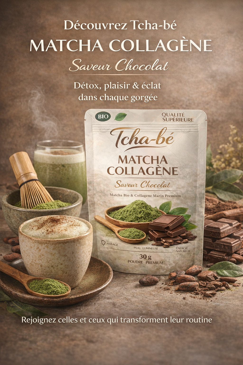 ✨ Matcha Collagène Chocolat